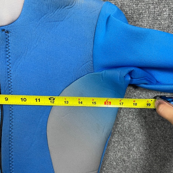 Vintage Rip Curl Wetsuit Top Zip Up USA Made Youth Large Size Blue Rainbow 0578 - Picture 7 of 12
